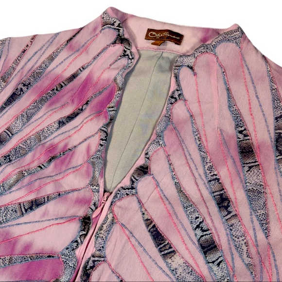 Obstinee By Ika size 12 unique pink & grey zip up shirt with lace & 3/4 sleeves - Picture 3 of 16